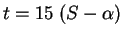 $t = 15\; (S - \alpha)$